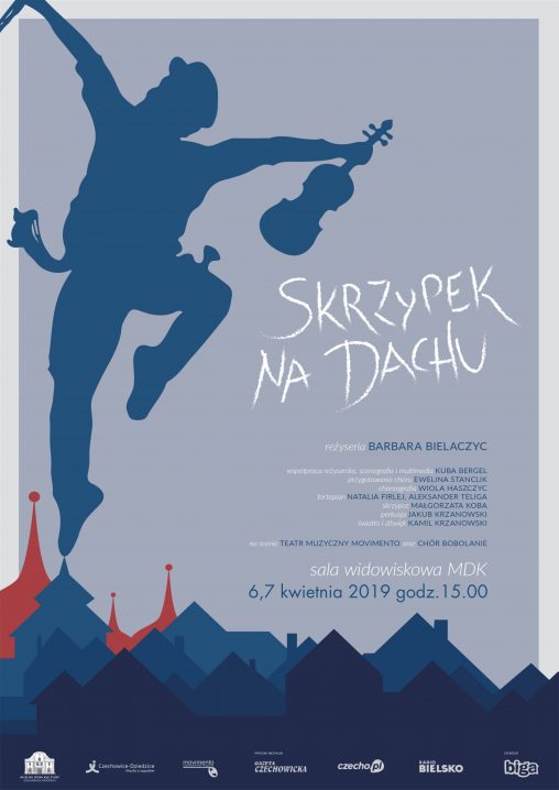Plakat wydarzenia „Skrzypek na dachu”.