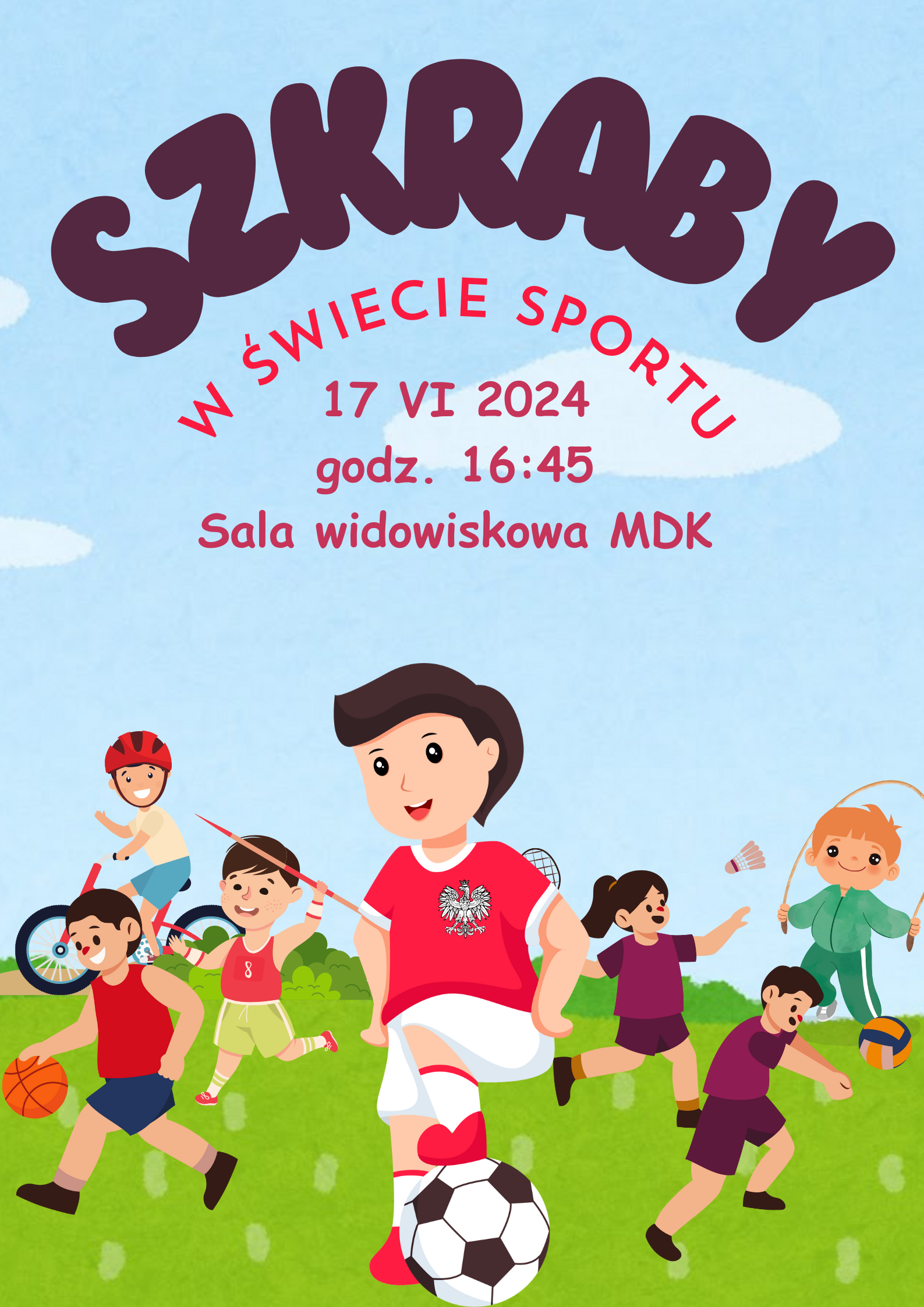 Plakat wydarzenia „SZKRABY W ŚWIECIE SPORTU”.