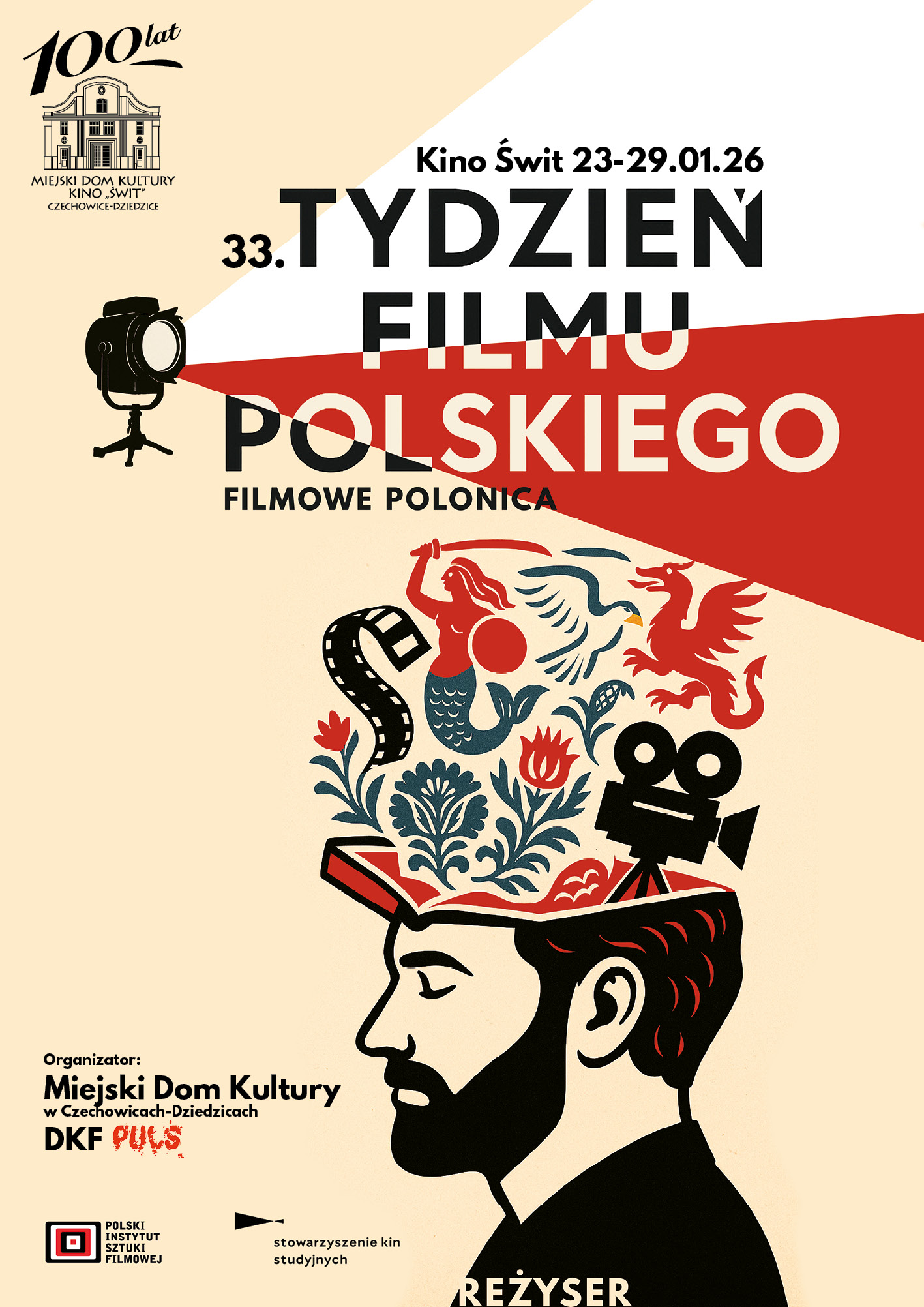 Plakat wydarzenia „33. Tydzień Filmu Polskiego”.