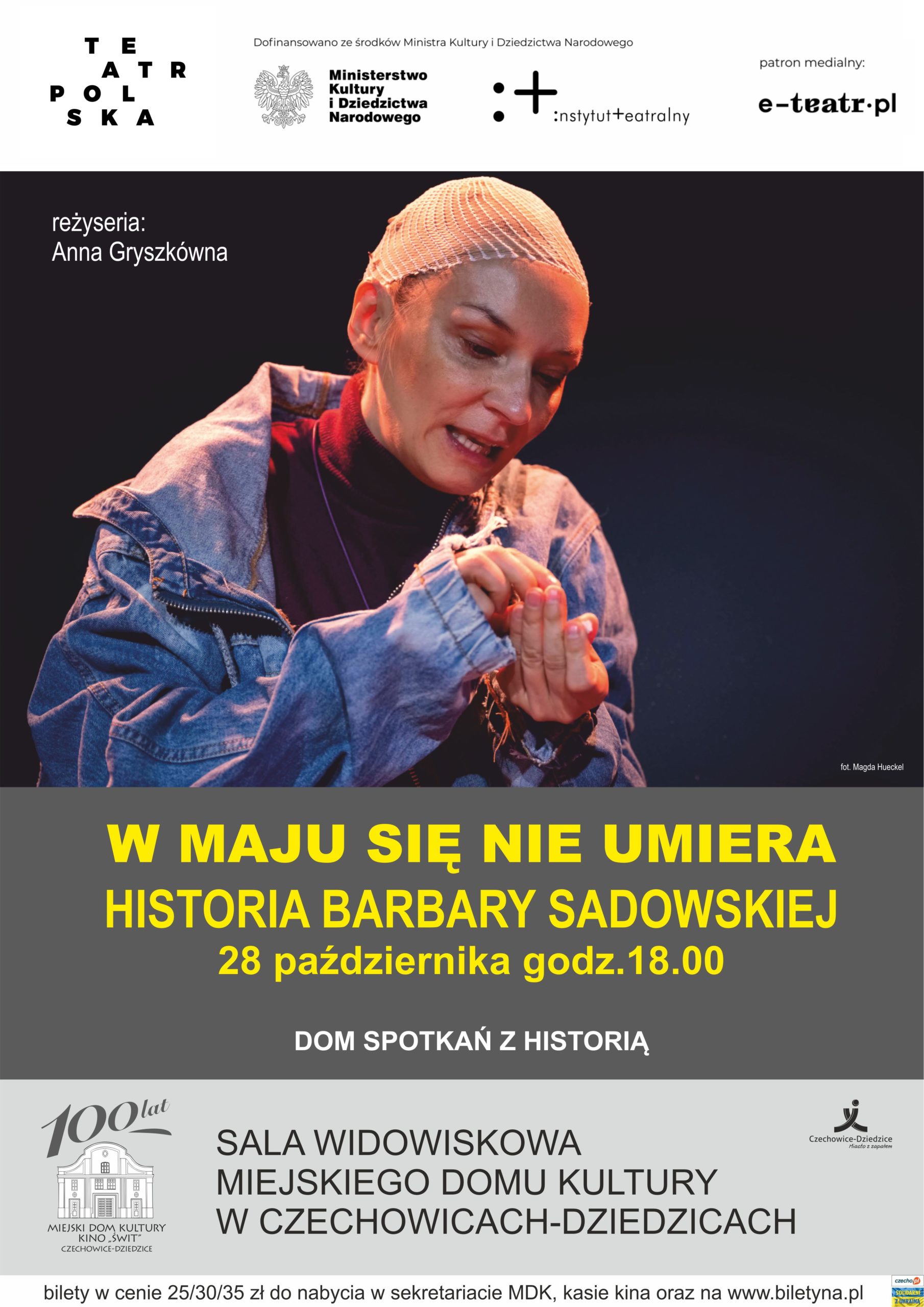 Plakat wydarzenia „W maju się nie umiera. Historia Barbary Sadowskiej”.