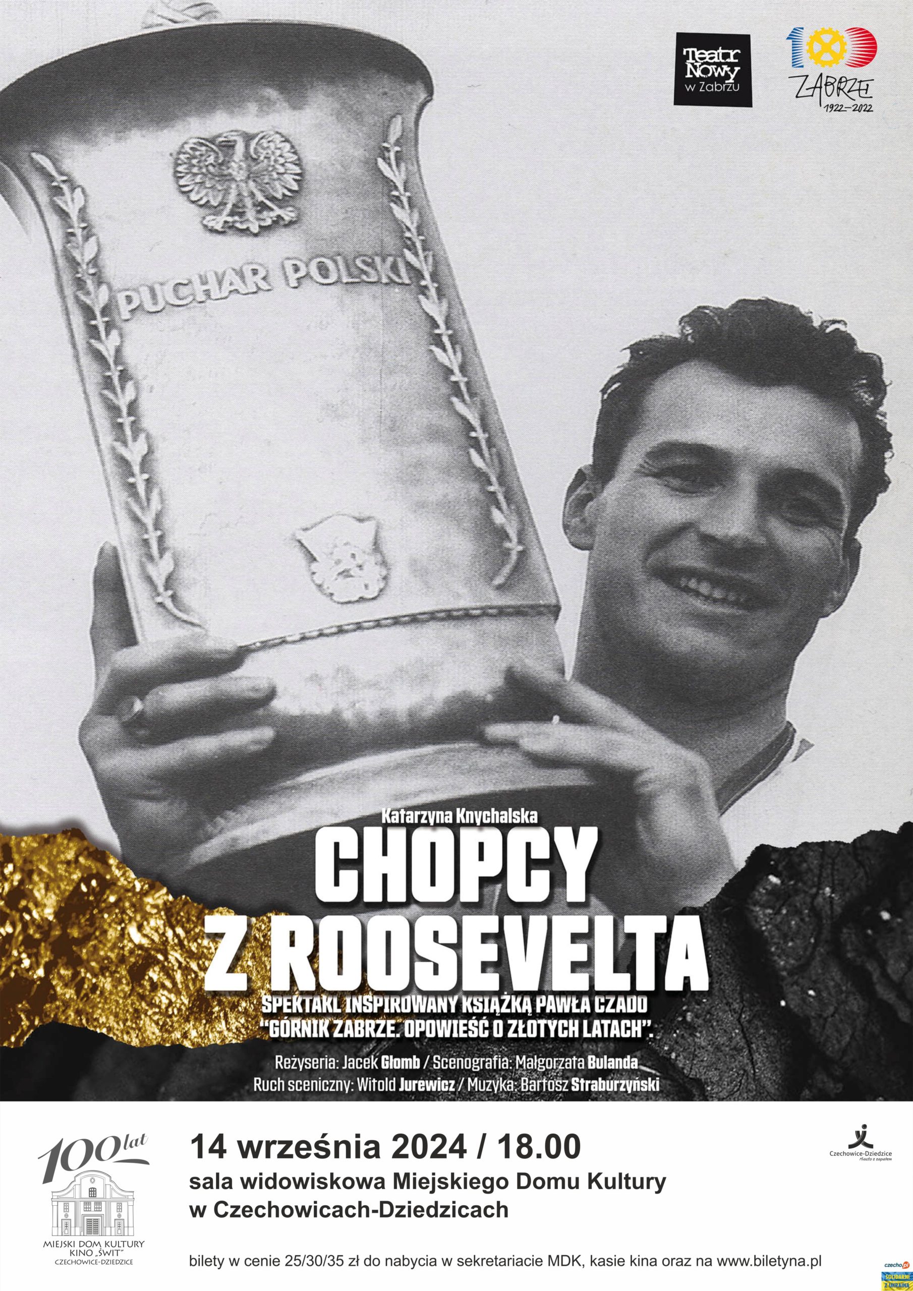 Plakat wydarzenia „Teatr Polska - Chopcy z Roosevelta”.