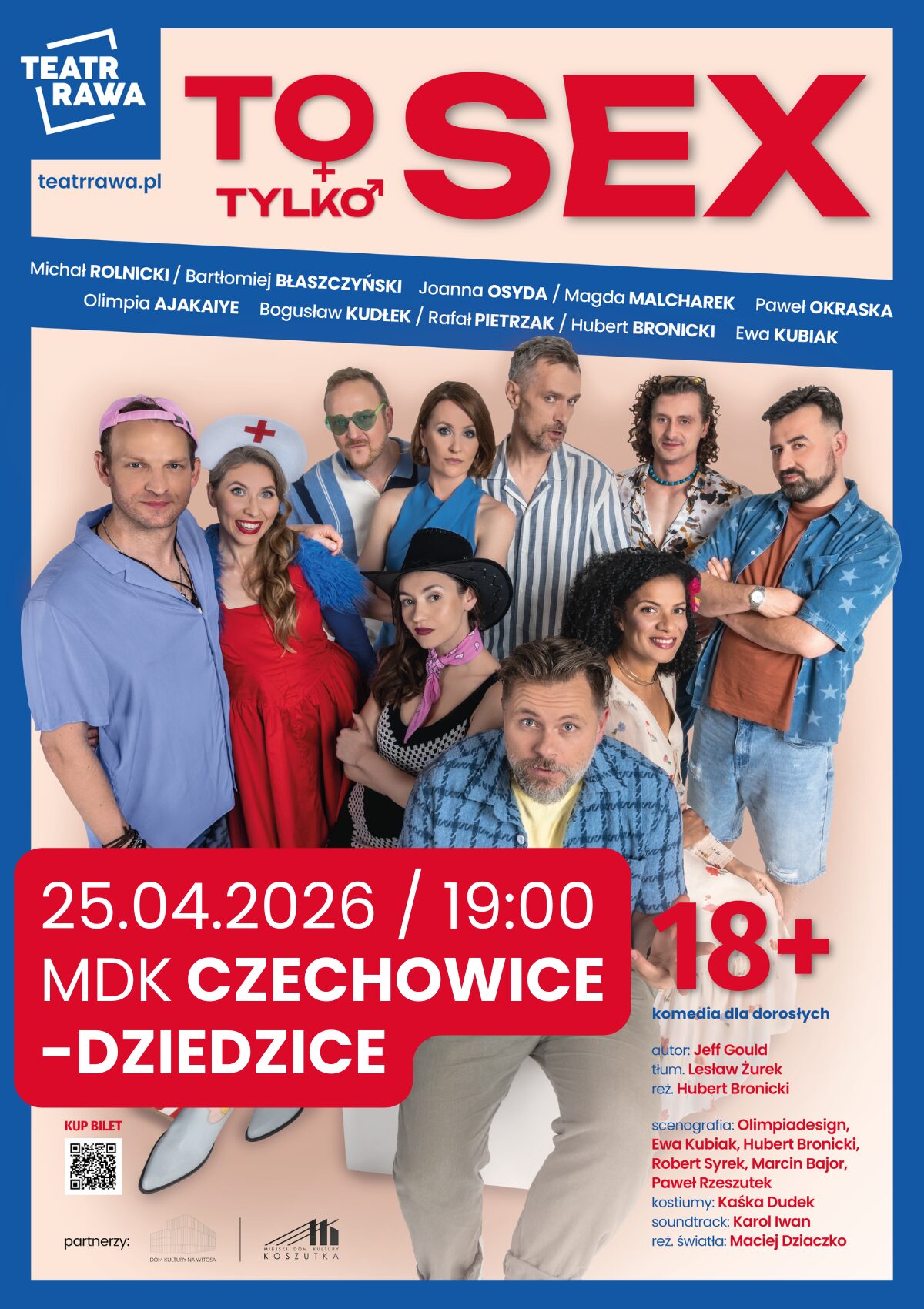 Plakat wydarzenia „To tylko SEX – komedia gwiazdorska 18+”.
