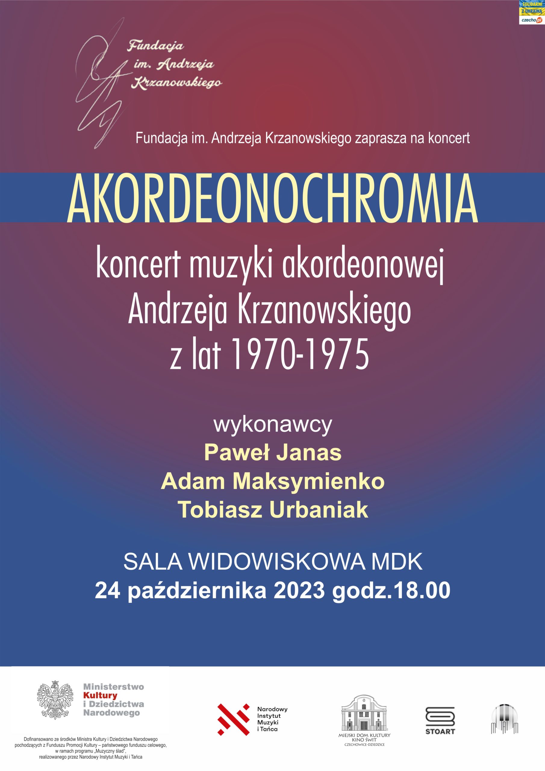 Plakat wydarzenia „AKORDEONOCHROMIA”.