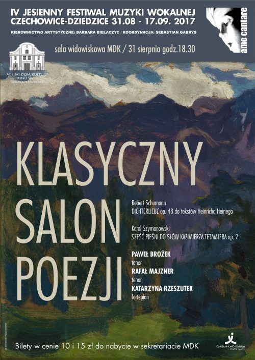 Plakat wydarzenia „Klasyczny Salon Poezji”.