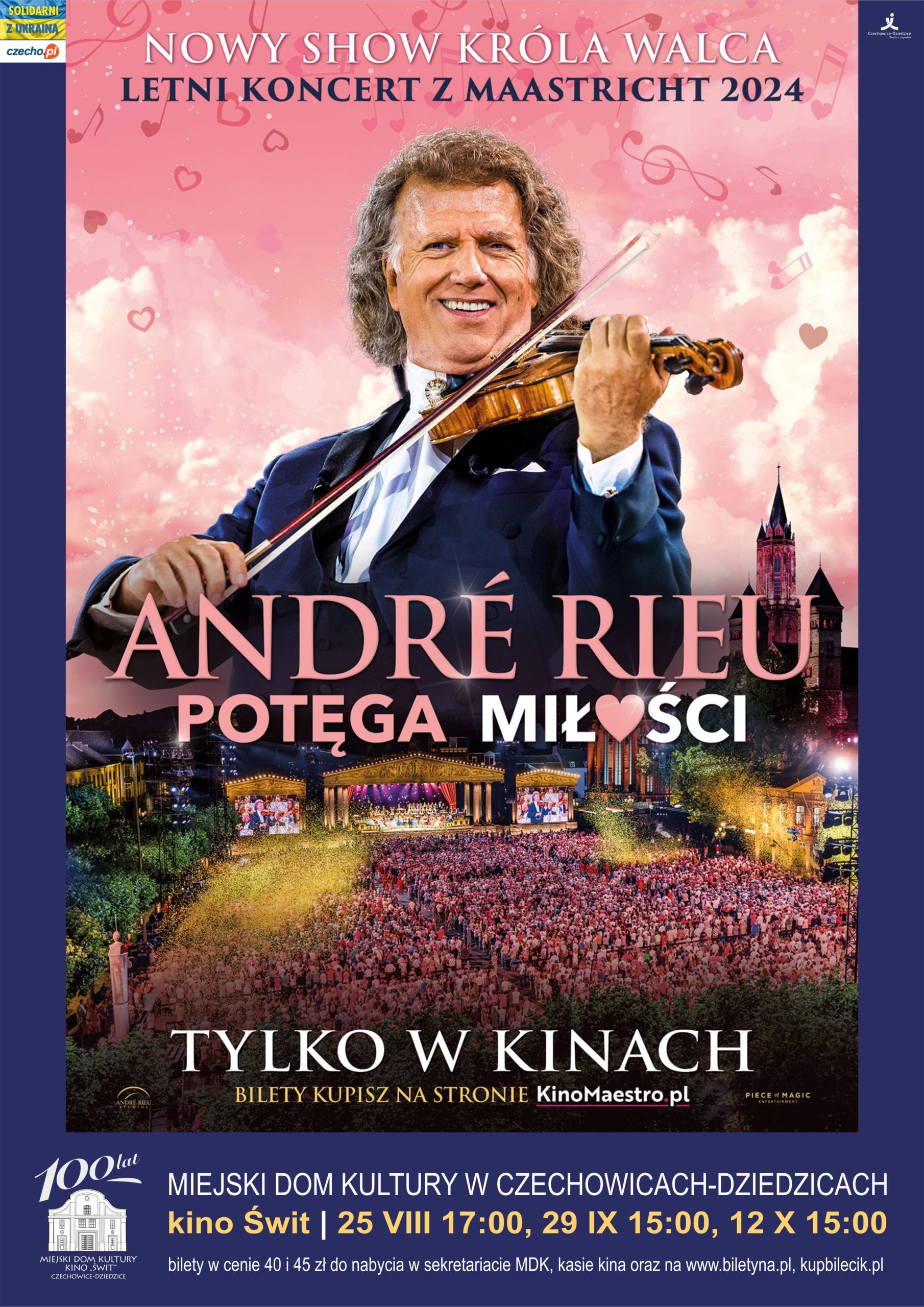 Plakat wydarzenia „„André Rieu. Potęga miłości” - Retransmisja nowego letniego koncertu z Maastricht”.