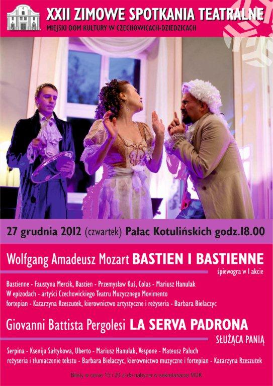 Plakat wydarzenia „Bastien i Bastienne, La serva padrona”.