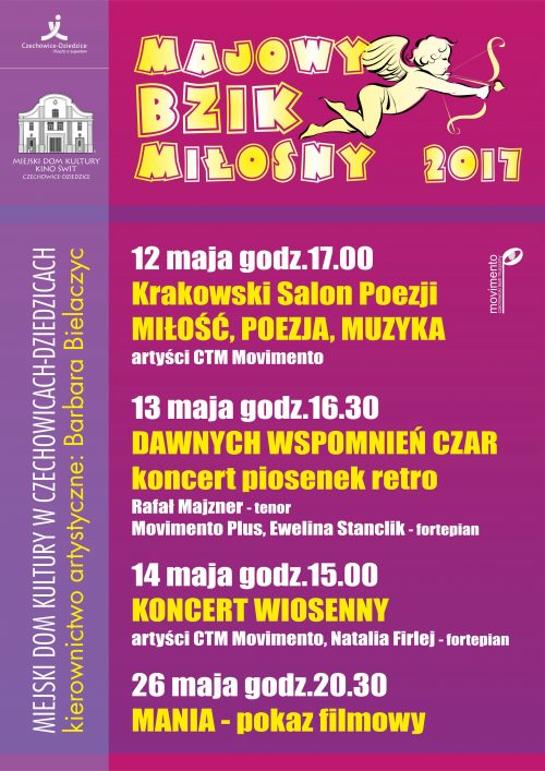 Plakat wydarzenia „Majowy Bzik Miłosny 2017”.