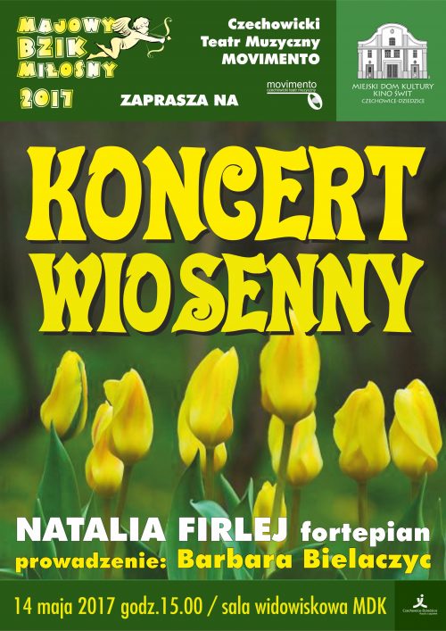 Plakat wydarzenia „Koncert wiosenny”.