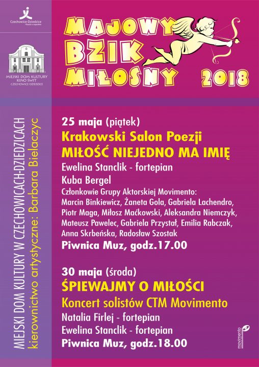Plakat wydarzenia „Majowy Bzik Miłosny 2018”.