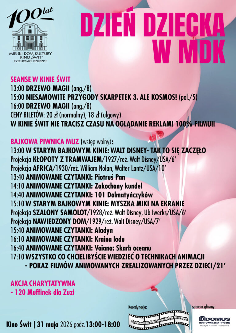 Plakat wydarzenia „Dzień Dziecka z MDK”.
