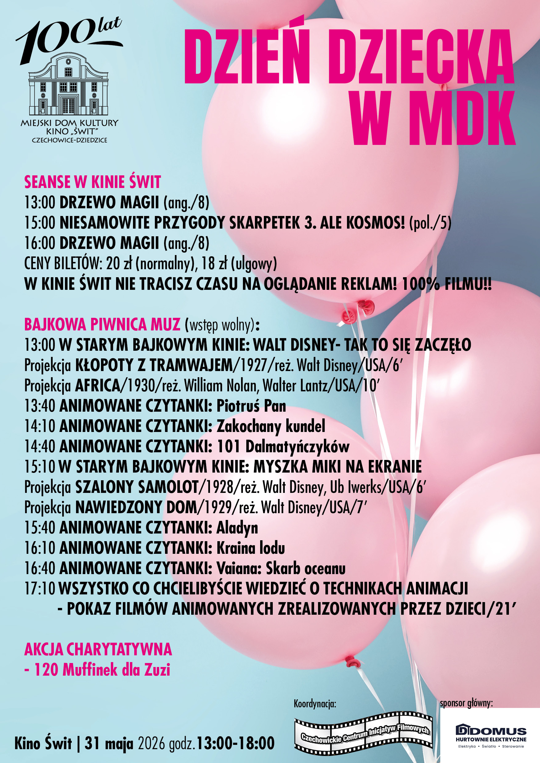 Plakat wydarzenia „Dzień Dziecka z MDK”.