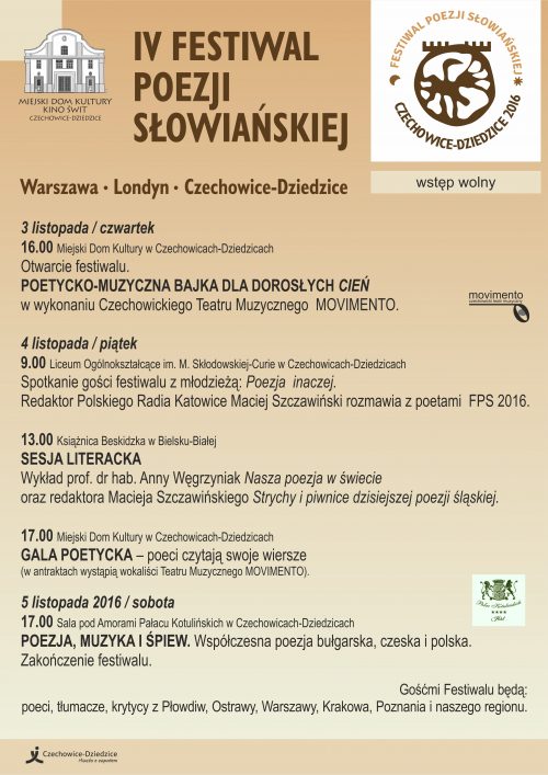 Plakat wydarzenia „IV Festiwal Poezji Słowiańskiej”.