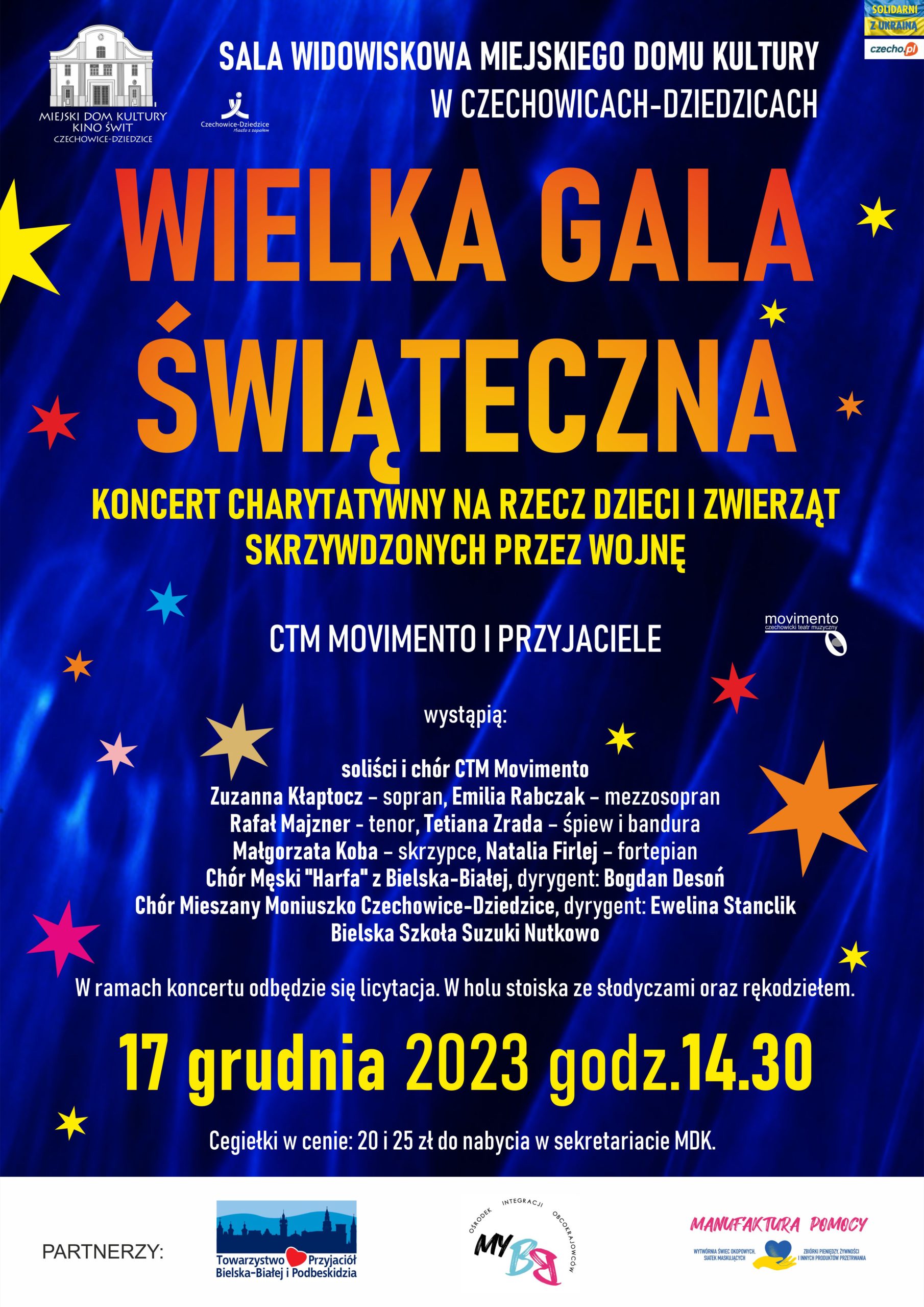 Plakat wydarzenia „WIELKA GALA ŚWIĄTECZNA”.