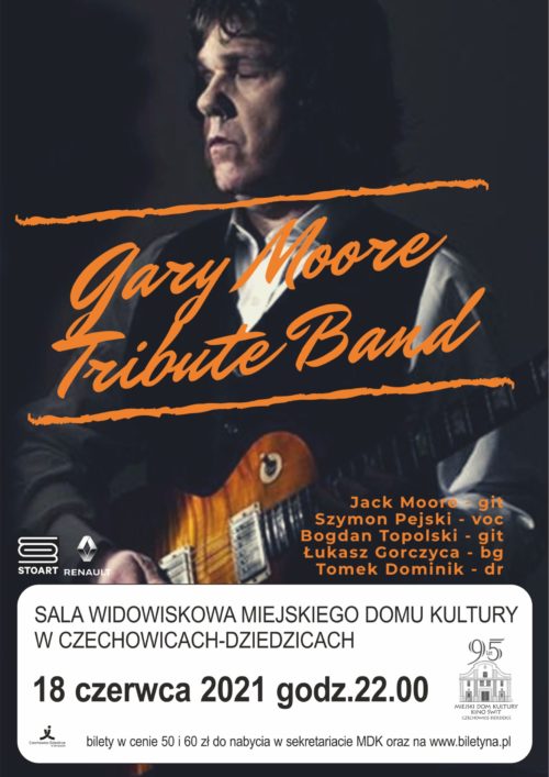 Plakat wydarzenia „Gary Moore Tribute Band”.