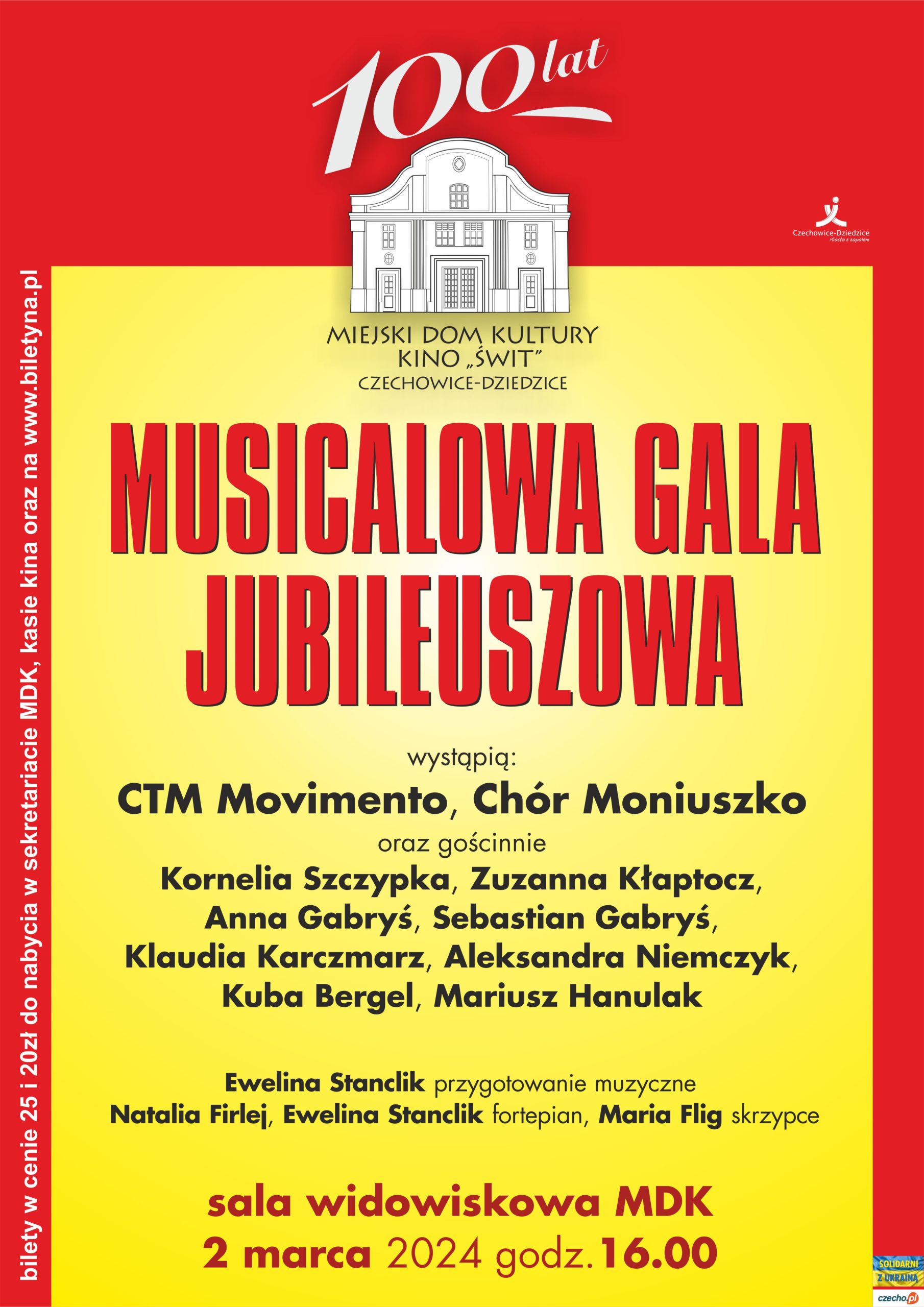 Plakat wydarzenia „MUSICALOWA GALA JUBILEUSZOWA”.