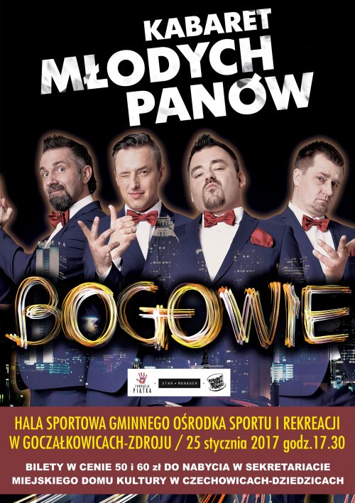 Plakat wydarzenia „Kabaret Młodych Panów”.
