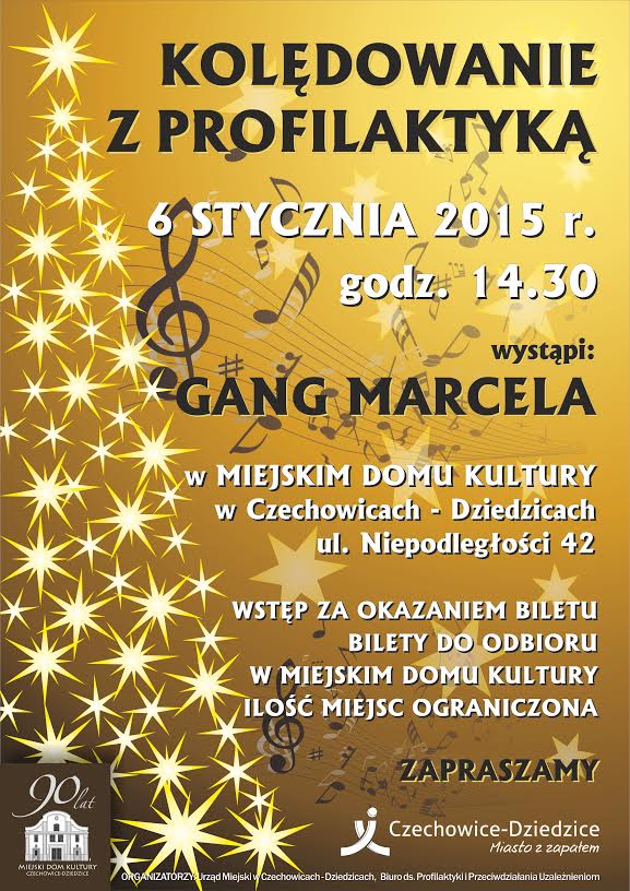 Plakat wydarzenia „Kolędowanie z profilaktyką”.