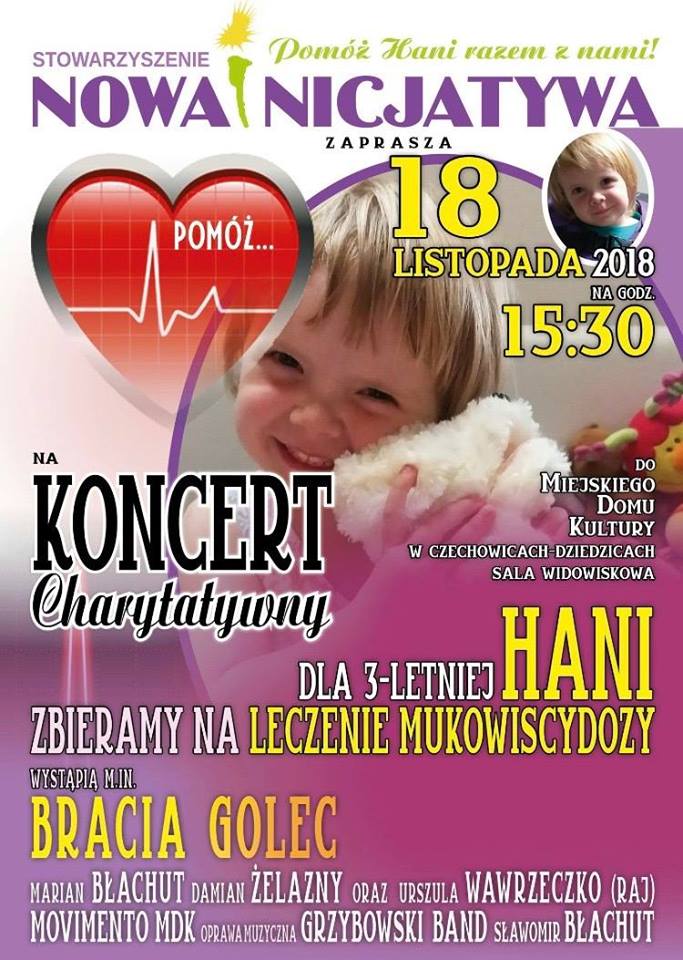 Plakat wydarzenia „Koncert charytatywny”.