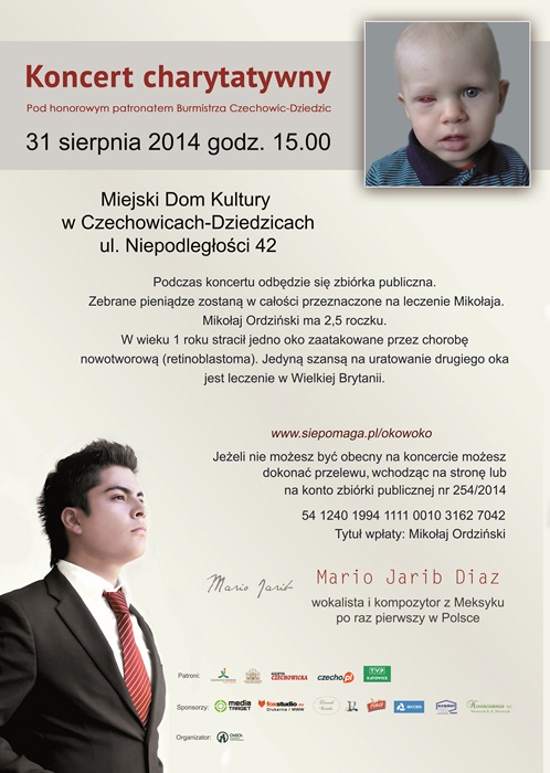 Plakat wydarzenia „Koncert charytatywny”.