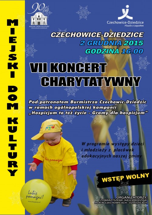 Plakat wydarzenia „VII Koncert Charytatywny”.