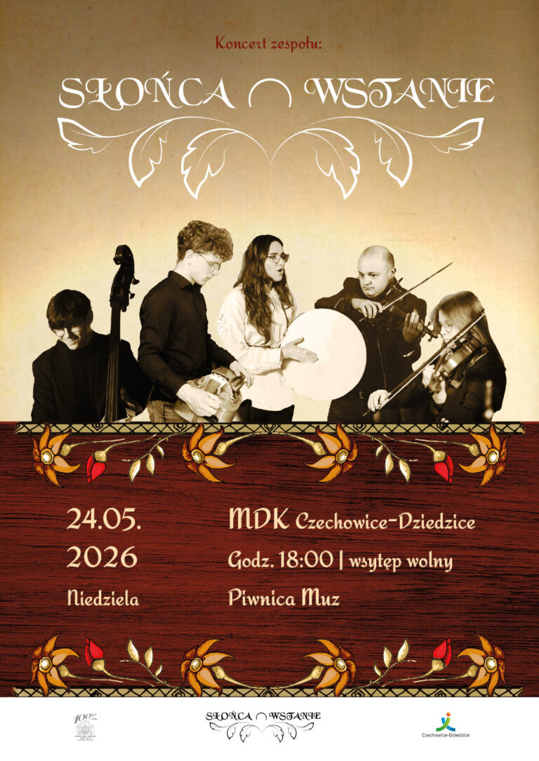 Plakat wydarzenia „Koncert zespołu Słońca Wstanie”.