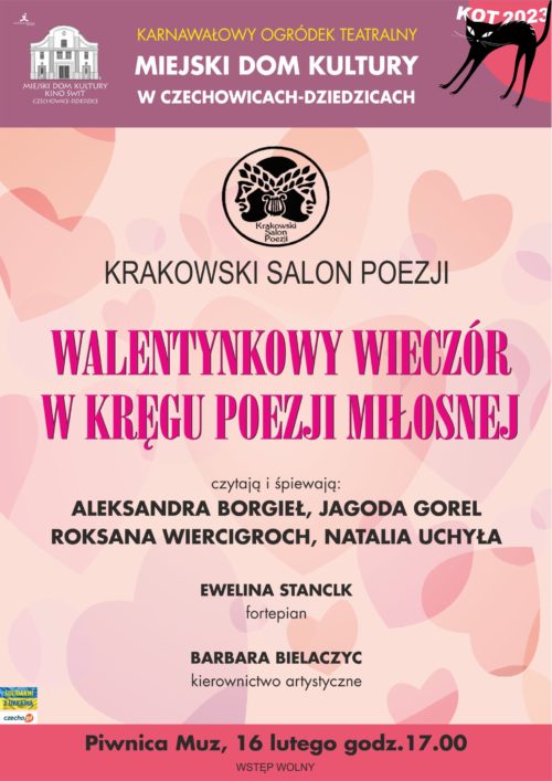 Plakat wydarzenia „Krakowski Salon Poezji”.