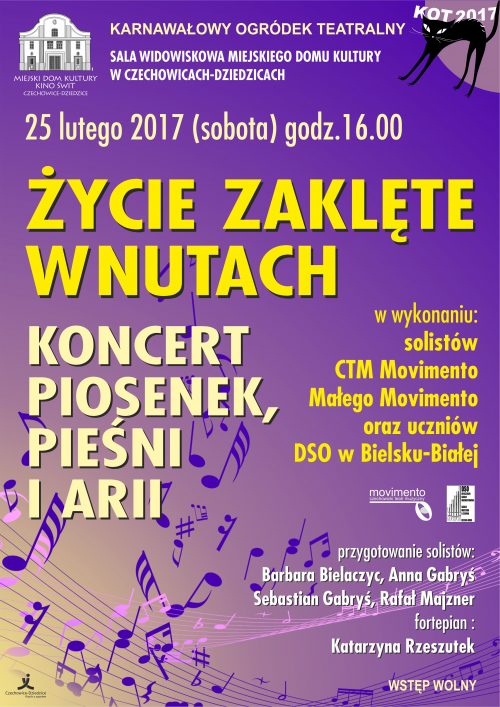 Plakat wydarzenia „Życie zaklęte z nutach”.