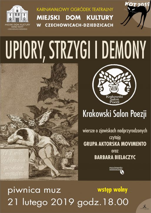 Plakat wydarzenia „Krakowski Salon Poezji”.