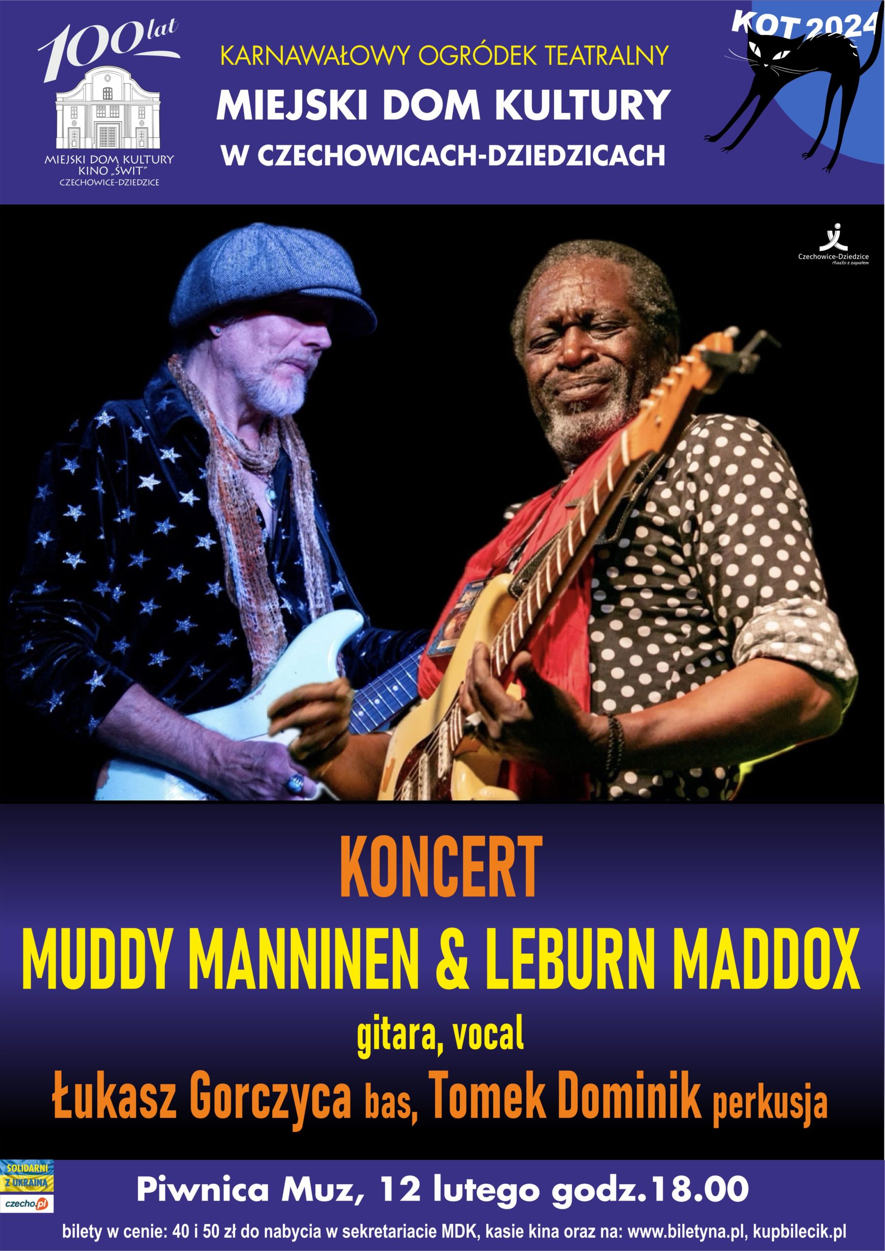 Plakat wydarzenia „Koncert Muddy Manninen & Leburn Maddox”.