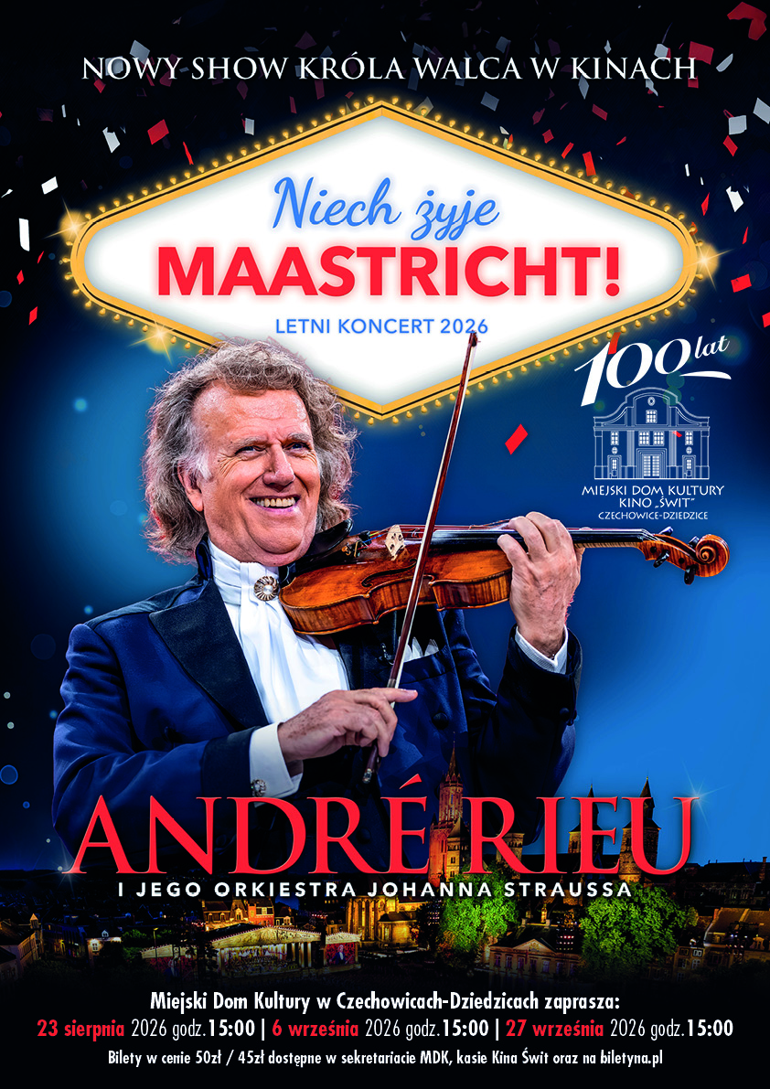 Plakat wydarzenia „„André Rieu. Niech żyje Maastricht!” Retransmisja letniego koncertu z Maastricht 2026”.