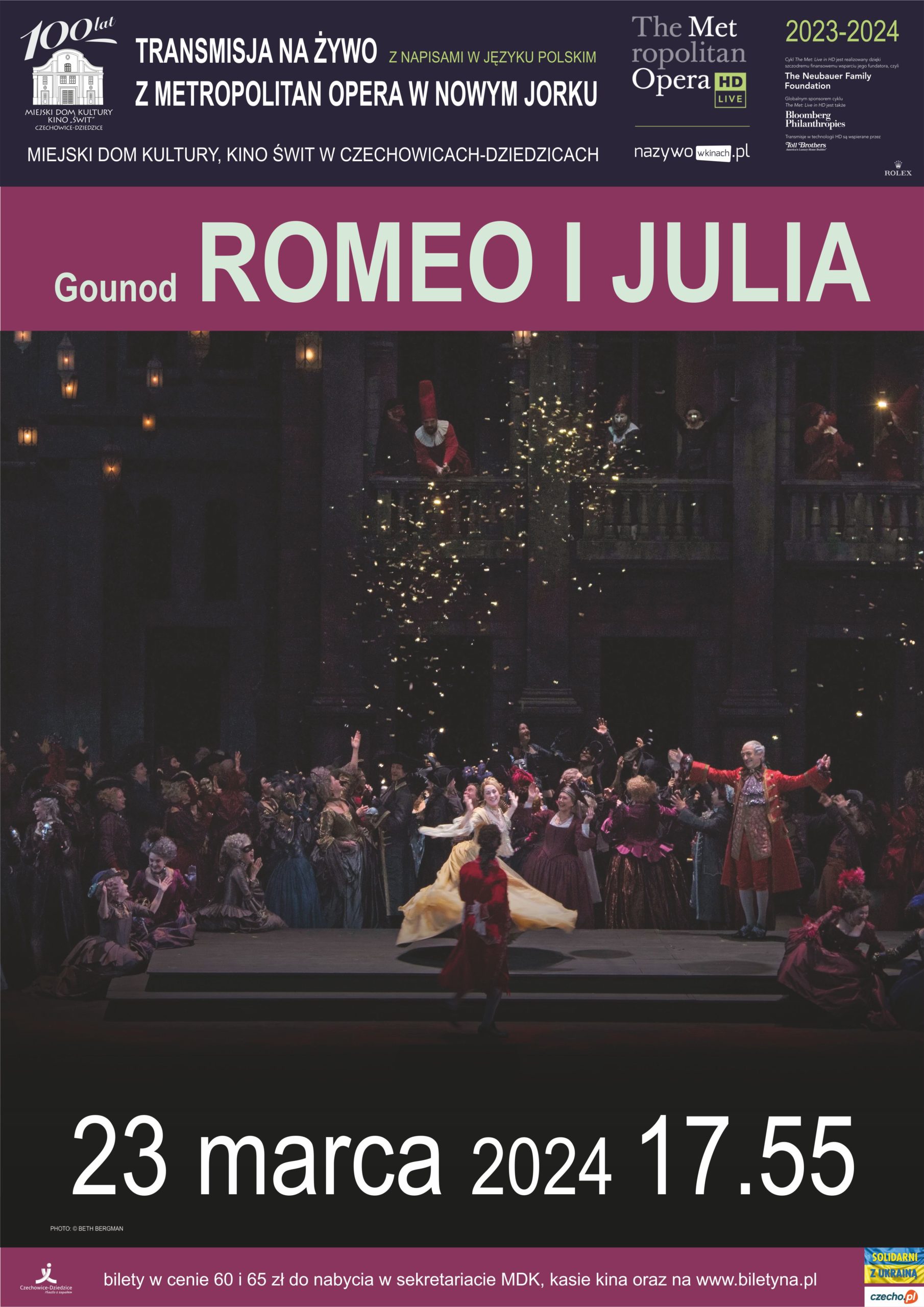 Plakat wydarzenia „Gounod Romeo i Julia - transmisja z MET”.