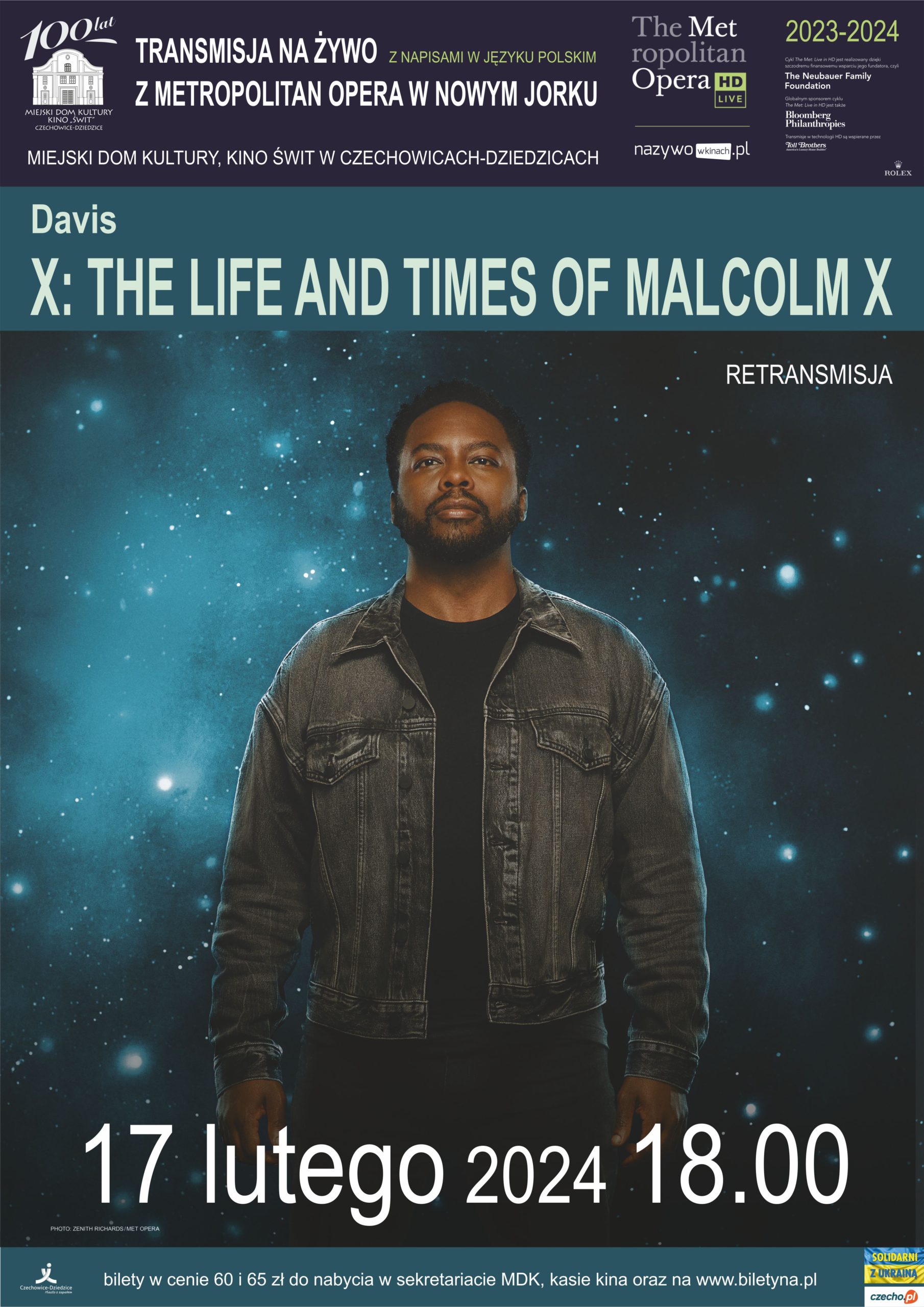 Plakat wydarzenia „X: The Life and Times of Macolm X”.