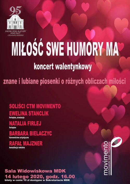 Plakat wydarzenia „Koncert walentynkowy”.