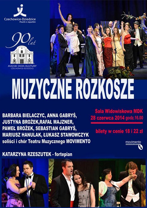 Plakat wydarzenia „Muzyczne rozkosze”.