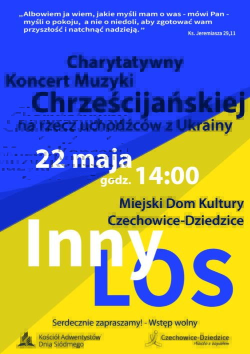 Plakat wydarzenia „Koncert charytatywny”.