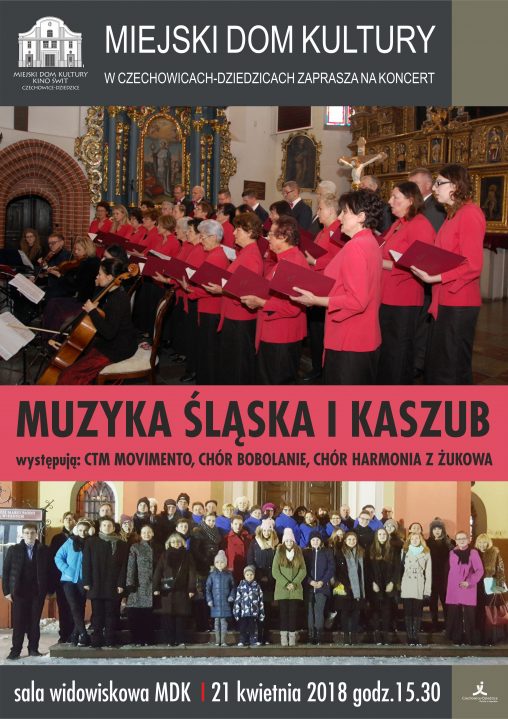 Plakat wydarzenia „Muzyka Śląska i Kaszub”.