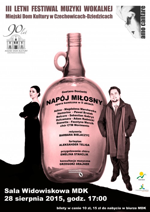 Plakat wydarzenia „Napój miłosny”.