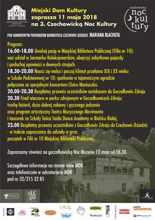 Plakat wydarzenia „3. Czechowicka Noc Kultury”.