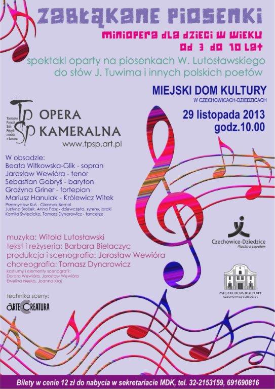 Plakat wydarzenia „Miniopera dla dzieci”.