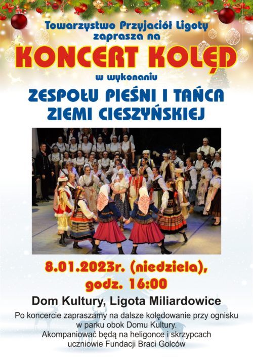 Plakat wydarzenia „Koncert kolęd”.