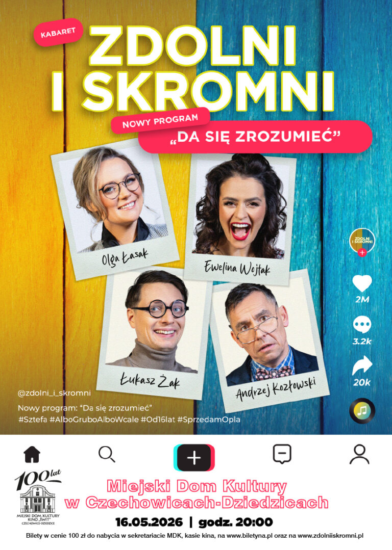 Plakat wydarzenia „kabaret Zdolni i Skromni w programie "Da się zrozumieć"”.