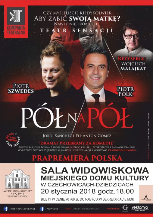 Plakat wydarzenia „Pół na pół”.