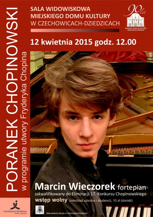 Plakat wydarzenia „Poranek Chopinowski”.