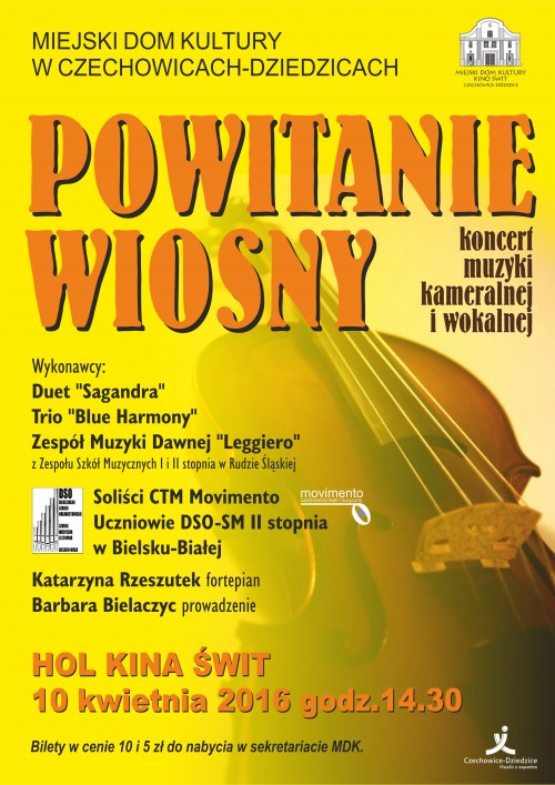 Plakat wydarzenia „Powitanie wiosny”.