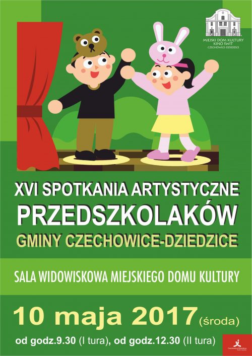 Plakat wydarzenia „XVI Spotkania Artystyczne Przedszkolaków”.