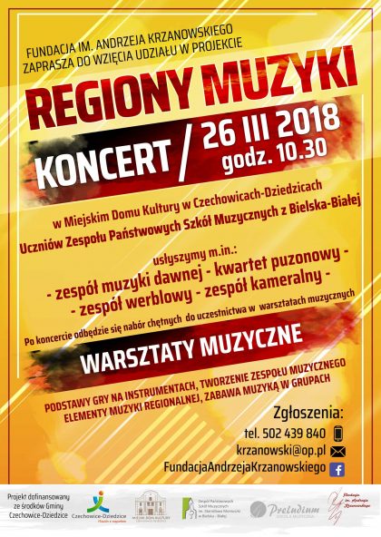 Plakat wydarzenia „Regiony Muzyki”.