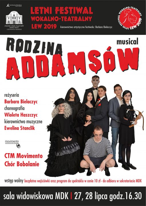 Plakat wydarzenia „Rodzina Addamsów”.