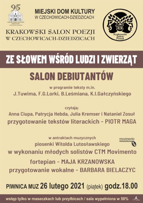 Plakat wydarzenia „Krakowski Salon Poezji”.