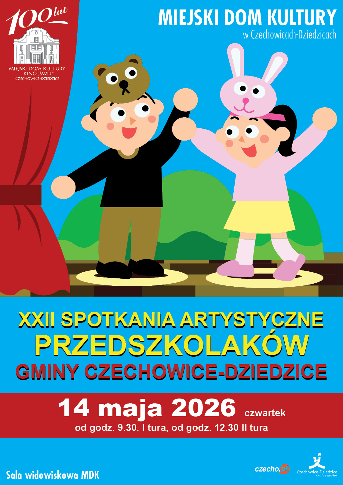 Plakat wydarzenia „XXII SPOTKANIA ARTYSTYCZNE PRZEDSZKOLAKÓW Gminy Czechowice – Dziedzice”.