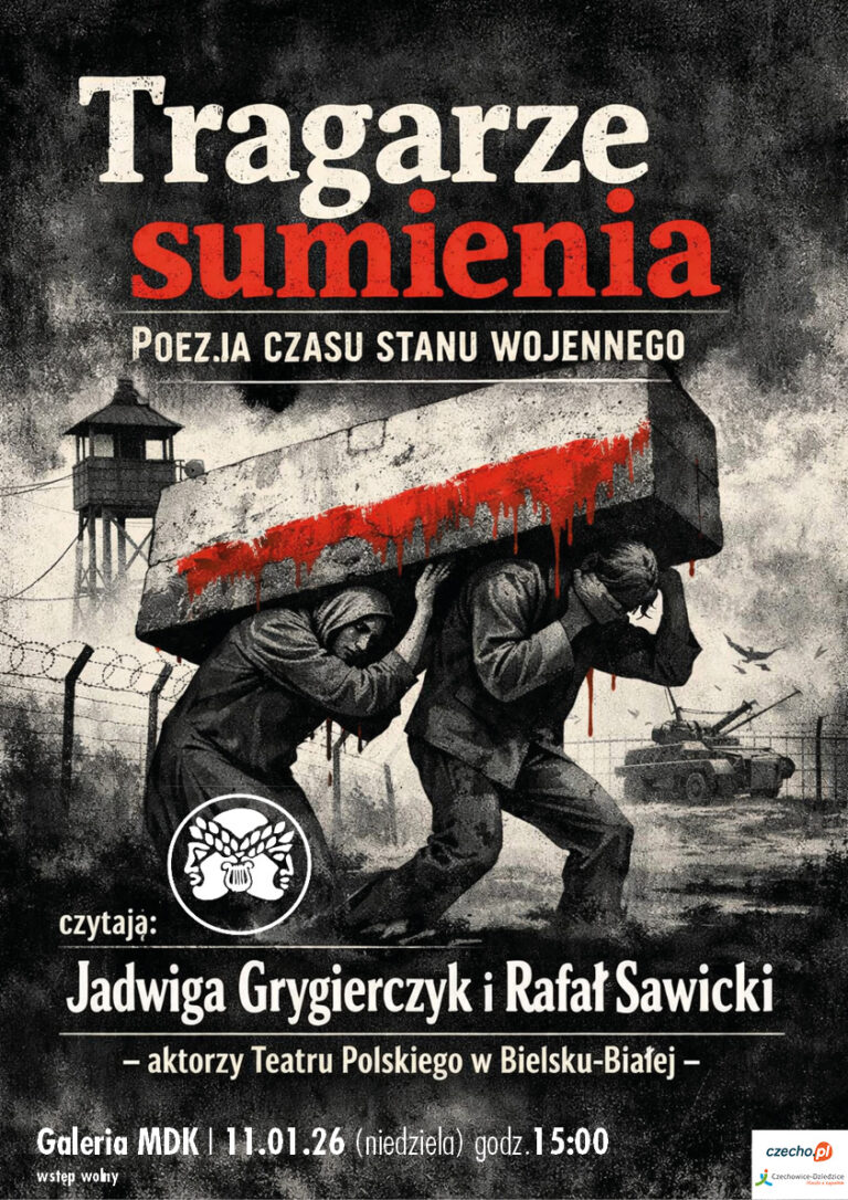 Plakat wydarzenia „Tragarze sumienia”.